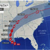 <p>The latest projected path of Ida through Thursday, Sept. 2.</p>