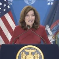 <p>New York Gov. Kathy Hochul during a COVID-19 briefing on Tuesday, Aug. 31.</p>