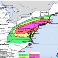 <p>A look at areas most at risk for flash flooding by the NWS NOAA National Hurricane Center.</p>