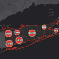 <p>The Suffolk County COVID-19 map on Tuesday, Sept. 14.</p>