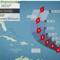 <p>A look at Sam&#x27;s anticipated track by AccuWeather.</p>