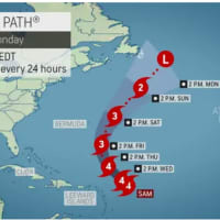 <p>A look at Sam&#x27;s anticipated track by AccuWeather.</p>