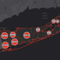 <p>The Suffolk County COVID-19 map on Thursday, Oct. 7.</p>