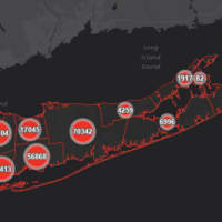<p>The Suffolk County COVID-19 map on Wednesday, Oct. 13.</p>