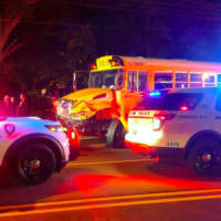<p>Scene of a head-on school bus crash Thursday night on River Avenue. (Courtesy: Lakewood News Network)</p>