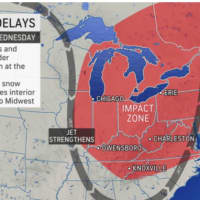 <p>A look at areas expected to be in the eye of the storm on Monday, Nov. 22 through Wednesday, Nov. 24.</p>