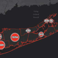 <p>The Suffolk County COVID-19 map on Monday, Nov. 29.</p>