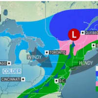 <p>Most of the Northeast will see rain (in green) from the storm system that will sweep through the region on Monday, Dec. 6.</p>