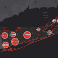 <p>The Suffolk County COVID-19 map on Friday, Dec. 3.</p>