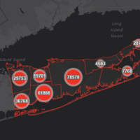 <p>The Suffolk County COVID-19 map on Monday, Dec. 6.</p>