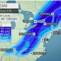 <p>A look at the latest projected snowfall projections from the storm.</p>