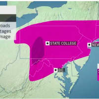 <p>A look at the wide area where icy conditions are causing slippery travel conditions.</p>