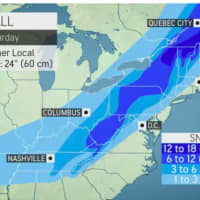 <p>Projected snowfall amounts for the large storm on Saturday, March 12.</p>