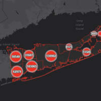 <p>The Suffolk County COVID-19 map on Thursday, March 24.</p>