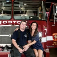 <p>Boston firefighter Danny Loring and his wife, Rachel.</p>