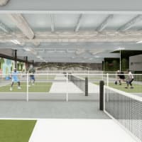 <p>Artist&#x27;s rendering of pickleball courts</p>