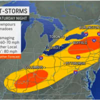 <p>Some of the storms on Saturday, Aug. 12 could have flooding downpours, isolated tornadoes, hail, and wind gusts between 60 and 70 miles per hour.</p>
