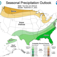 <p>A look at predicted precipitation through January 2024 from the NOAA Climate Prediction Center.</p>