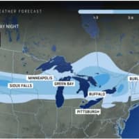 <p>The latest snowfall projections released on Thursday morning, Feb. 15 by AccuWeather.com.</p>