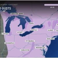 <p>Widespread wind gusts of 40 miles per hour are expected throughout the region, with locally high gusts of 50 to 60 mph in some spots.</p>