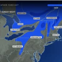 <p>Most of the region will see mainly rain overnight Saturday, March 9 into Sunday, March 10, but snow is possible in the areas shown in blue.</p>