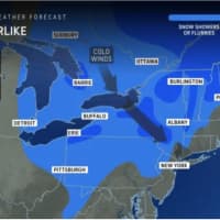 <p>A look at areas in the Northeast where snow squalls and snow flurries are expected on Sunday, March 10 into Monday morning, March 11.</p>