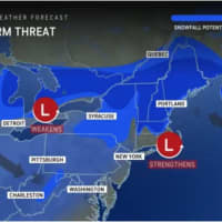 <p>Snow is expected Wednesday night, April 3 into Thursday, April 4 in a wide part of the Northeast displayed in blue, with significant snowfall possible in areas shown in dark blue.</p>