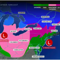 <p>The height of the storm will be Wednesday night, April 3 into around daybreak Thursday, April 4.</p>