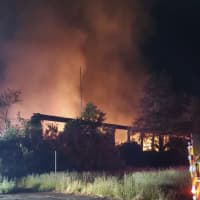 <p>A fire ripped through the closed Strathmore Paper Mill in Russell in June. The fire is still under investigation and a $5,000 reward is being offered for information about the cause.</p>