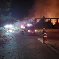 <p>A fire ripped through the closed Strathmore Paper Mill in Russell in June. The fire is still under investigation and a $5,000 reward is being offered for information about the cause.</p>