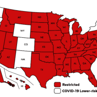 <p>Massachusetts requires people coming in from most other states to quarantine for 14 days upon arrival to help stop the spread of COVID-19. Travelers from states shown on this map in red are supposed to quarantine.</p>