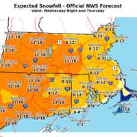 <p>National Weather Service Worcester County snowfall accumulation Dec. 16-17</p>