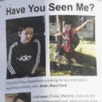 <p>A missing child poster for Aiden Blanchard is hung on a light pole in Chicopee</p>