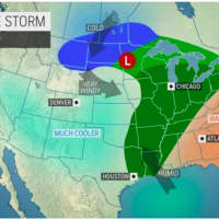 <p>The storm system is currently in the Midwest on Wednesday, April 13 and will arrive in the Northeast on Thursday, April 14.</p>