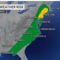 <p>Areas shown in yellow are at a higher risk for severe weather from the storm system on Thursday, April 14.</p>