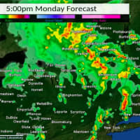 <p>The projected forecast for 5 p.m. Monday, May 16.</p>