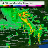 <p>The projected forecast for 4 p.m. Monday, May 16.</p>