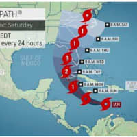 <p>The projected path for Tropical Storm Ian through Saturday, Oct. 1.</p>