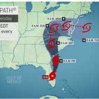 <p>The projected path for Ian through Tuesday, Oct. 3.</p>