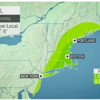 <p>Projected rainfall amounts from Sunday into Monday.</p>