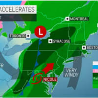 <p>Nicole will move through the Northeast from the west starting late Friday, Nov. 11.</p>