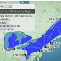 <p>The storm system will cause slippery travel conditions in much of the Northeast, including during the morning commute on Wednesday, Nov. 16.</p>