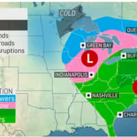 <p>The storm system is on track to bring rain and gusty winds to the region on Black Friday, Nov. 25.</p>