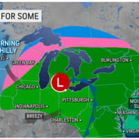 <p>The storm system on Sunday, Nov. 27, which is one of the busiest travel days of the year.</p>