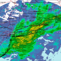 <p>A radar image of the region just before noontime on Friday, Feb. 17.</p>