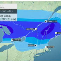 <p>A look at projected snowfall projections for the storm system.</p>