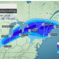 <p>A look at potential snowfall amounts for a storm system on track for the region Friday, March 3, into Saturday, March 4.</p>