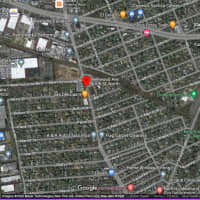 <p>The area of Wellwood Avenue and 4th Street in North Lindenhurst (marked in red), where the crash happened.</p>