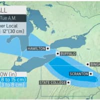 <p>Areas farther west could see 3 to 6 inches of snowfall.</p>