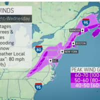 <p>Wind gusts will range from 40 to 70 miles per hour starting Monday night, March 13.</p>